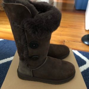 Ugg chocolate brown button boots